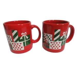 2 Waechtersbach Red Christmas Gifts Presents Coffee Mug Coffee Cup West Germany